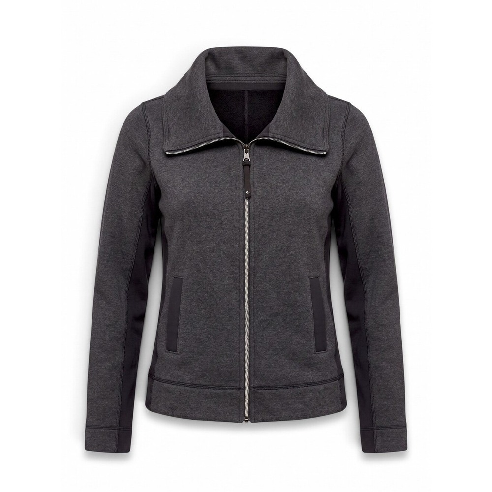 Lululemon En Route Jacket Heathered Black Gray Full Zip Size 8